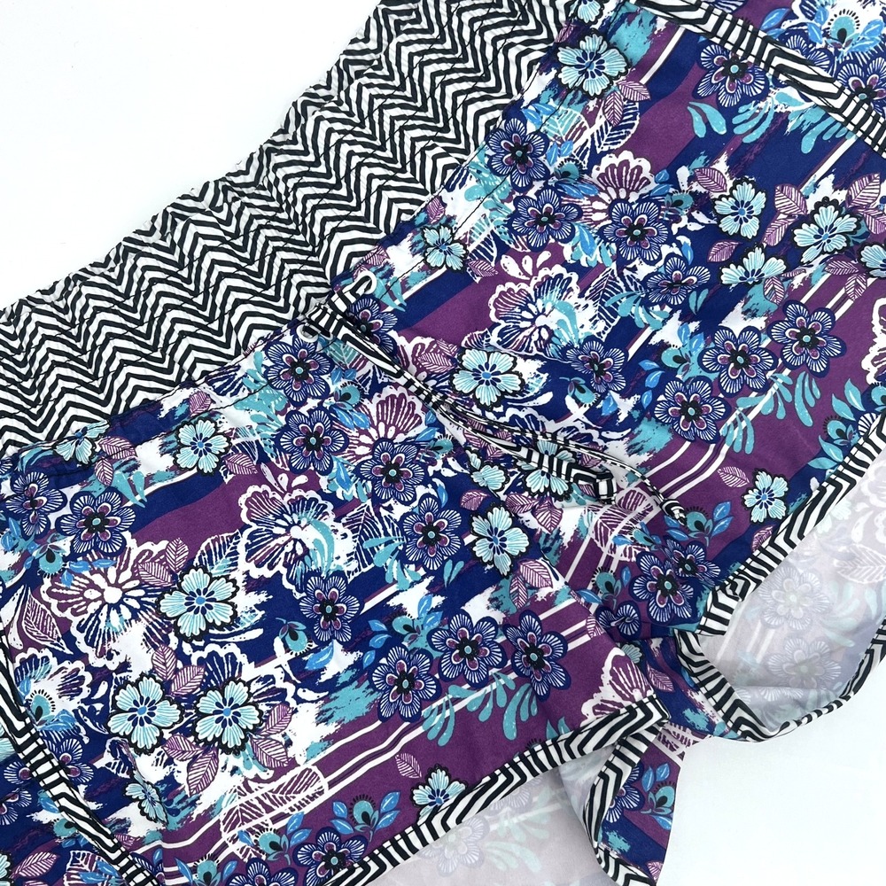 ATHLETA Women's Sz 10 Poseidon 3.5" Blue Floral Lanai Board Shorts Elastic Waist